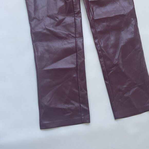 Guess Women’s Kelly Faux Leather Jeans Straight Fit In Burgundy’s Size 27 - Picture 3 of 11